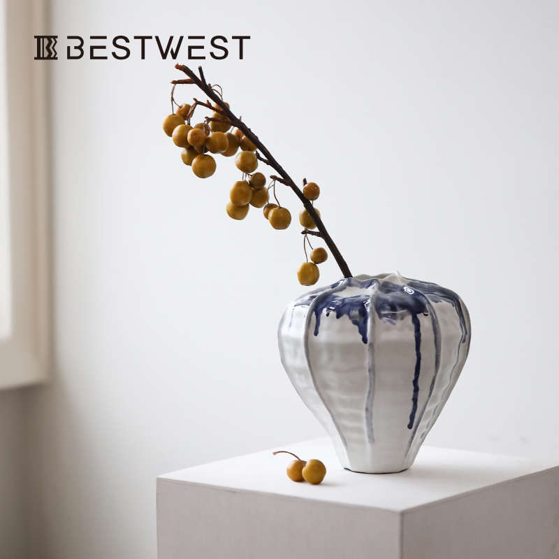 博西家居中式花瓶景德镇陶瓷摆件干花水培复古创意大号陶罐侘寂风