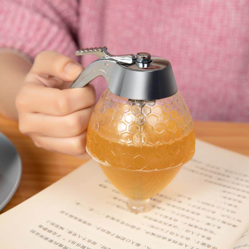 日式蜂送蜜罐玻璃方便倒挤合727压瓶礼嘴蜂蜜尖瓶按压式漏壶储存