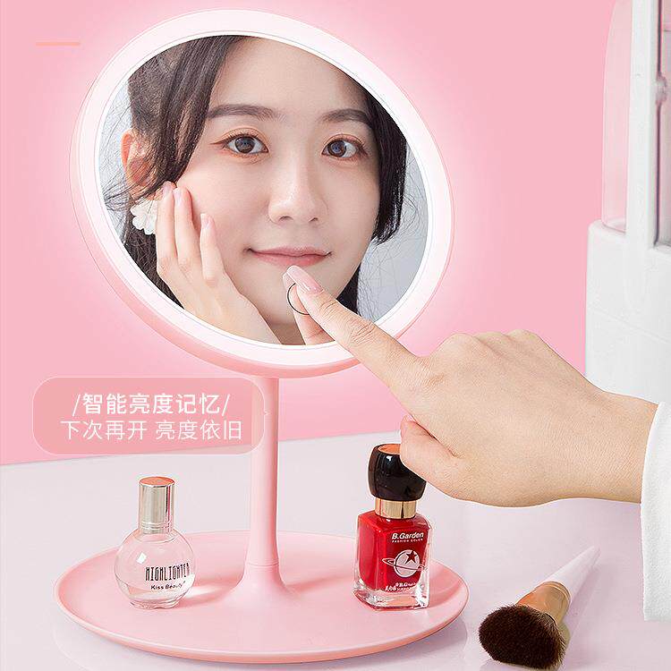 가벼운 데스크탑 인터넷 연예인 여성 채우기 빛 작은 거울 기능 스타일 기숙사 데스크탑 휴대용 작은 화장 거울과 LED 화장 거울