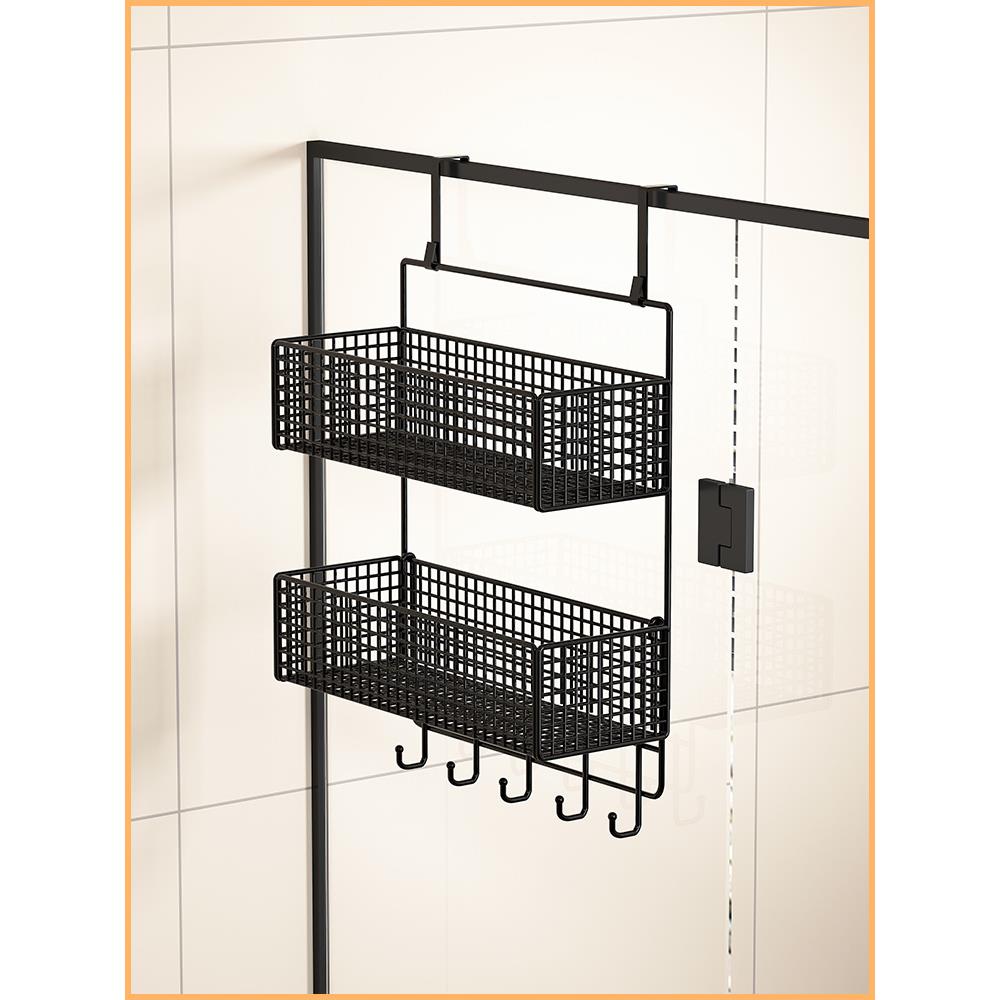 沐浴房挂架免打孔卫生间置物架冲凉房洗澡间毛巾收纳架玻璃门挂钩