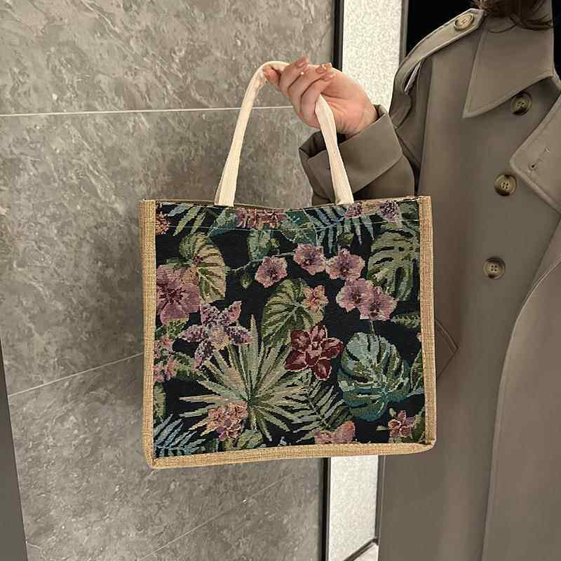 韩版女士手提公文包职业通勤包托特包棉麻包大容量单肩包潮流时尚