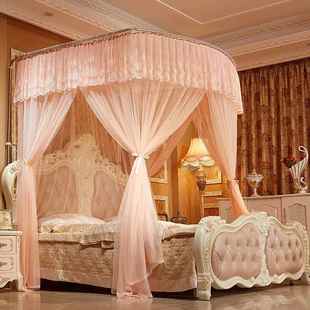 u型蚊帐雨MAW蒙蒙伸家U三开门公缩主宫廷双风人用单帐纱无