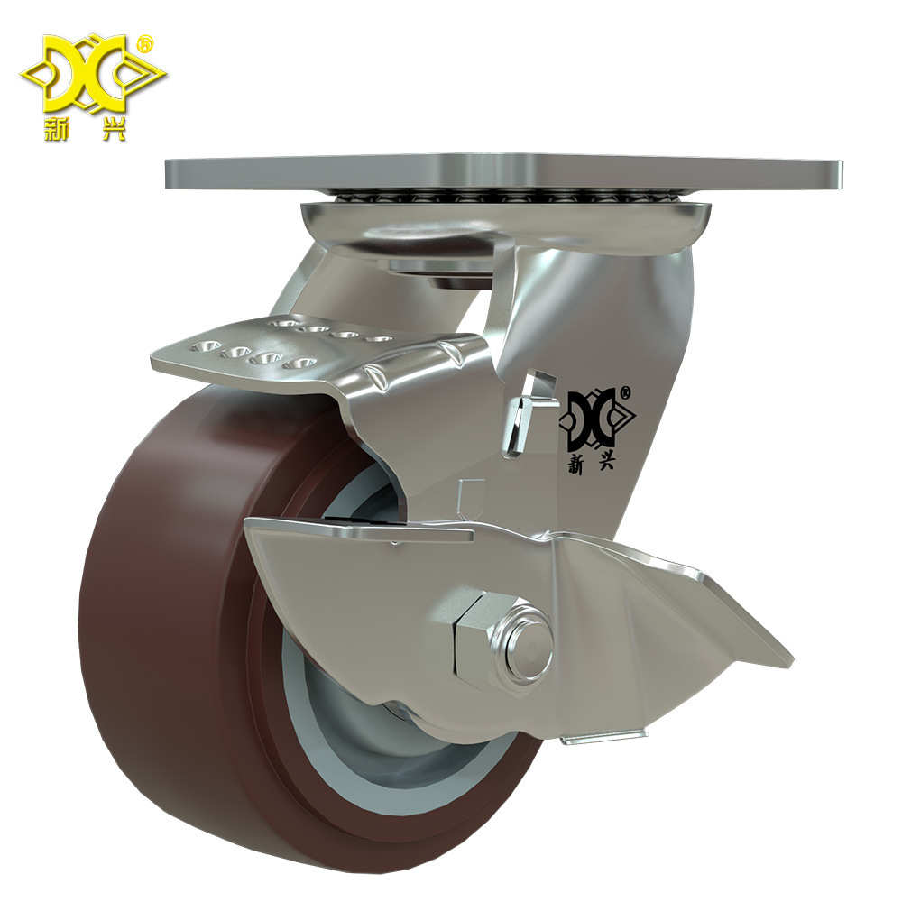 脚轮4轮搬运车物流 工业万向双轴带寸刹  周转仓储重型 脚轮pvc