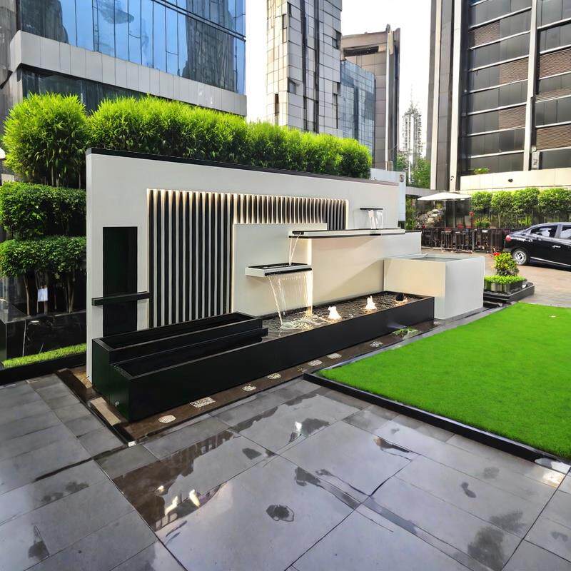 定制庭院户外不锈钢水景墙花园露台别墅院子流水景墙屏风叠水摆件