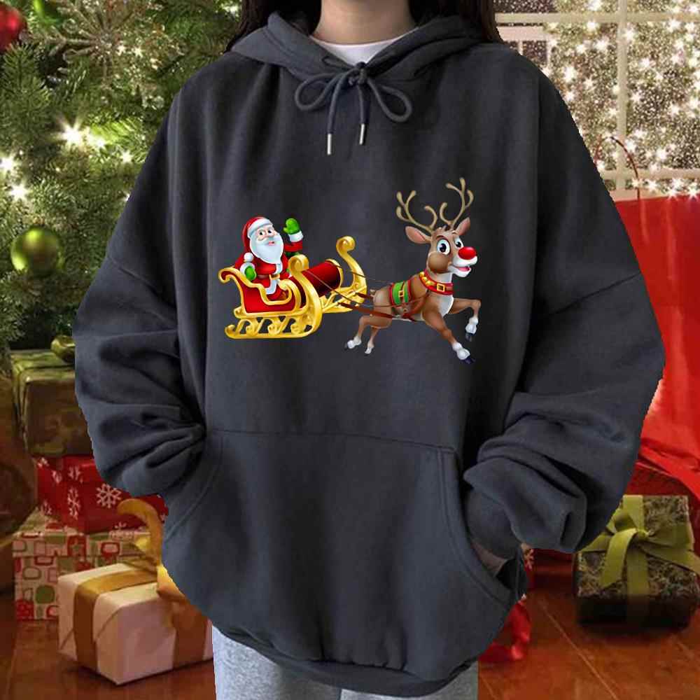 sweatshirt pullover hooded style shoulder drop snowman elk