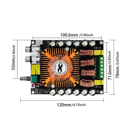 板btl220w22数字 支持.大功率立体声  0hifi*160wtda7498e功放