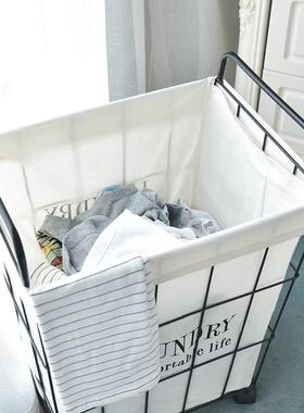 筐脏大号铁家用洗衣衣脏收纳复古篮衣篮ins艺带篓北欧轮子脏衣服