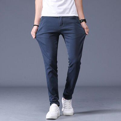 Casual Pants Men Cotton Slim Fit Chinos Fashion Trousers 38