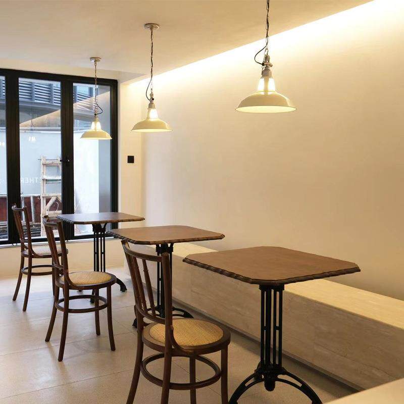 网红奶茶店桌椅组合复古实木方桌座椅酒吧商用桌子甜品西餐厅餐桌