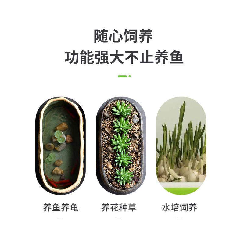 生态鱼缸古养鱼缸造景碗莲浮萍陶瓷盆家用阳台水培池小型装饰石头,宠物/宠物食品及用品,桌面缸,淘宝优惠券,粉丝福利购,淘宝优惠卷