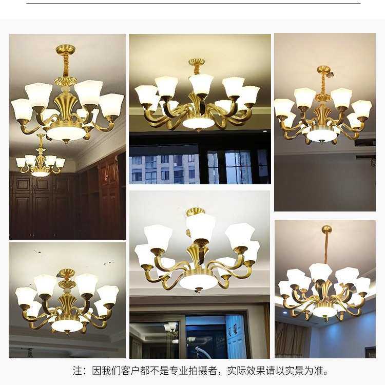 欧式吊灯客厅灯别墅大气奢华餐厅卧室灯简欧创意复古玉石全铜灯具