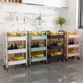 厨房小推车置物架落地多层可移动货架蔬菜蓝收纳架零食卧室家用