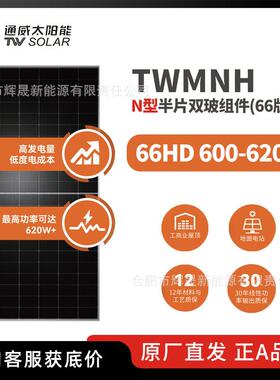 TWsolarpanel通威太阳能板N型单双玻光伏组件TWMNH66HD600-620W