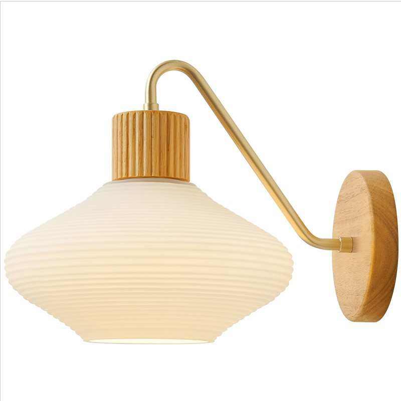 侘民墙背景复古公寓日式寂风原木壁灯卧室宿新灯中式床头玄关阳台