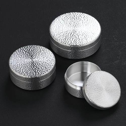 锡罐纯锡茶叶罐扁平金属密封储茶罐小号普洱白茶饼盒随身便携茶仓