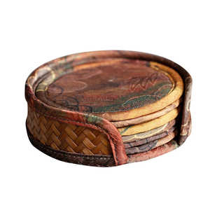 手工杯垫缎面印花杯托竹编隔热垫中式 覆古风壶垫功夫茶具茶道配件