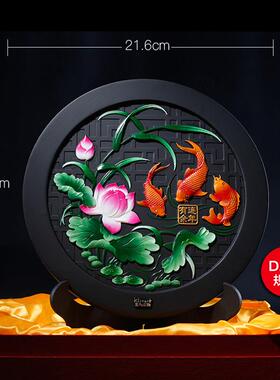 高档金乌炭雕雕连年件有余活品性炭家里装饰品客厅摆酒柜装饰工艺