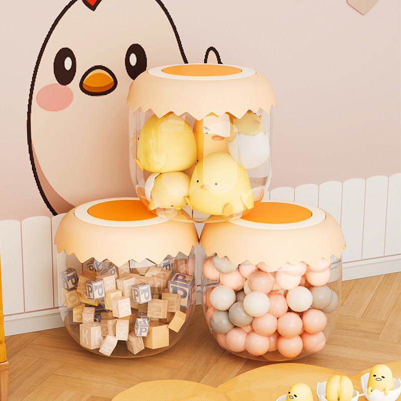 可坐儿童玩具透明收纳凳塑料家用多功能压克力公仔玩偶娃娃储物桶