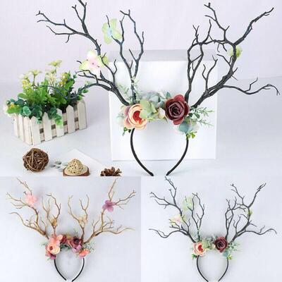 Gothic Antlers Deer Horns Branch Flower Twig Hair