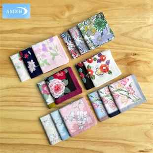 手帕女士印花薄款柔软精梳棉吸汗擦汗随身送礼清新复古纯棉小手绢