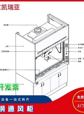 全钢通风室柜实验PP通风橱桌上KRY-QGTF型风玻璃钢落通地通风房变