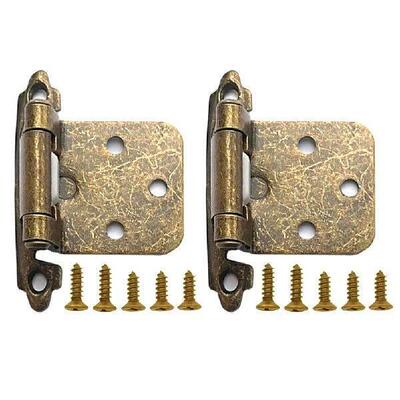 2Pcs Cupboard Door Flush Hinges with Screws Overlay Flush
