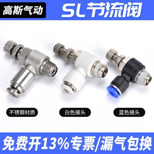 气动元件气缸高压气管快速快插快接不锈钢接头节流阀调速阀SL8-01