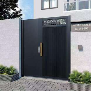 铝艺大门自建房庭院入户大门别墅花园双开门新中式铝合金大门防盗