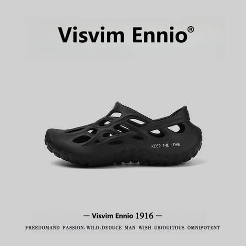 VISVIM ENNIO洞洞鞋男夏季外穿厚底防滑防臭踩屎感手术室黑色全包