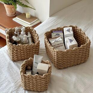 框框收纳筐脏衣服杂物玩具零食编织篮子家用电视柜桌面整理可移动