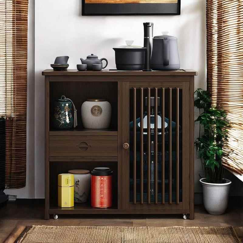 沙家用茶柜发边几边柜烧水壶一体小茶台移动小茶桌简约茶几桌子