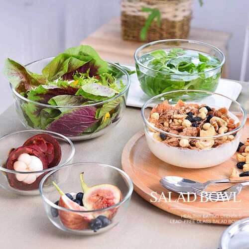 Ocean进口透明玻璃碗水果沙拉碗家用耐热高温碗汤料理大碗套装