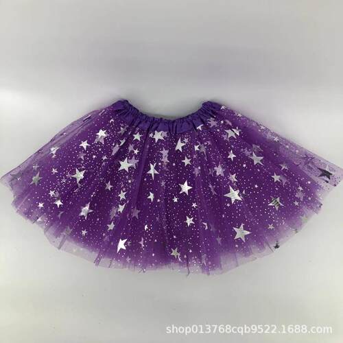 Children's fluffy skirt, big five pointed star mesh skirt,