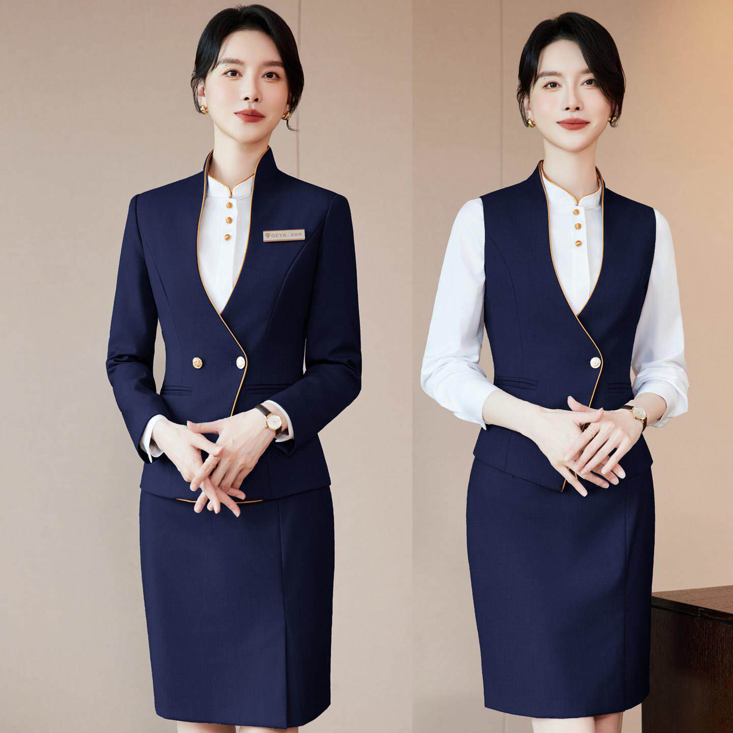 职业装女西装马甲套装医美酒店前台美容师美容院工作服空姐制服