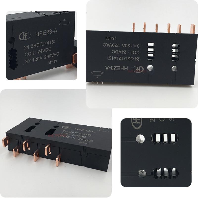 促销宏发功率磁保持继电器HFE23-A/24-3SHT2(417)三相120A双线圈