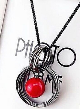 韩版水晶圆形毛衣长款时尚项链