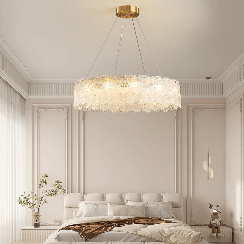 全铜水晶客厅灯现代轻奢吊灯餐后卧927室简厅花约大气贝壳朵灯具