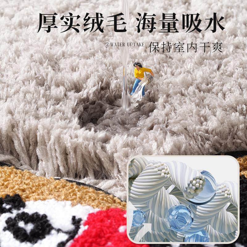 小熊蛋糕绒家用卧室地毯地垫卫生间加厚浴室防滑垫吸水脚垫