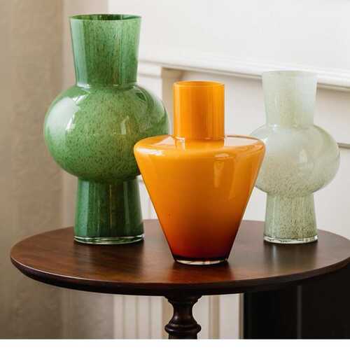 批发北欧风设计感高品质玻璃花瓶 小众客厅轻奢摆件 软装现代插花