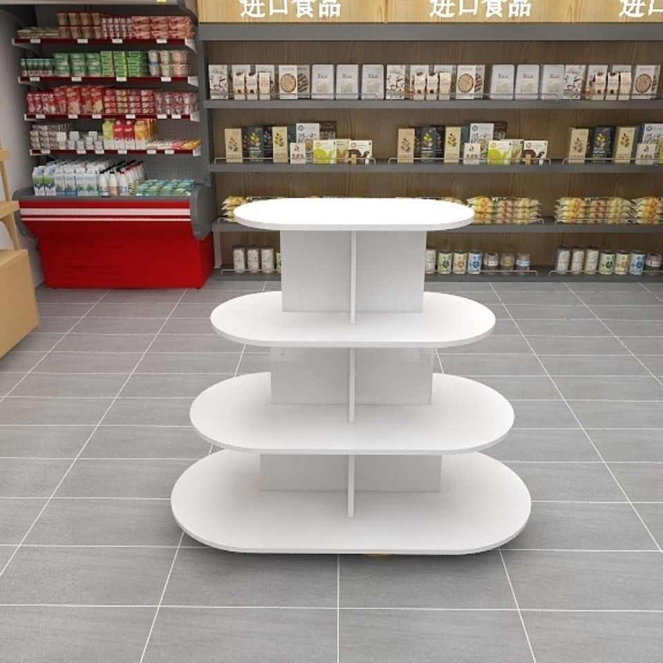 展示台头陈列柜中岛礼品文具鞋店超市圆形化妆品货架产品柜展柜堆