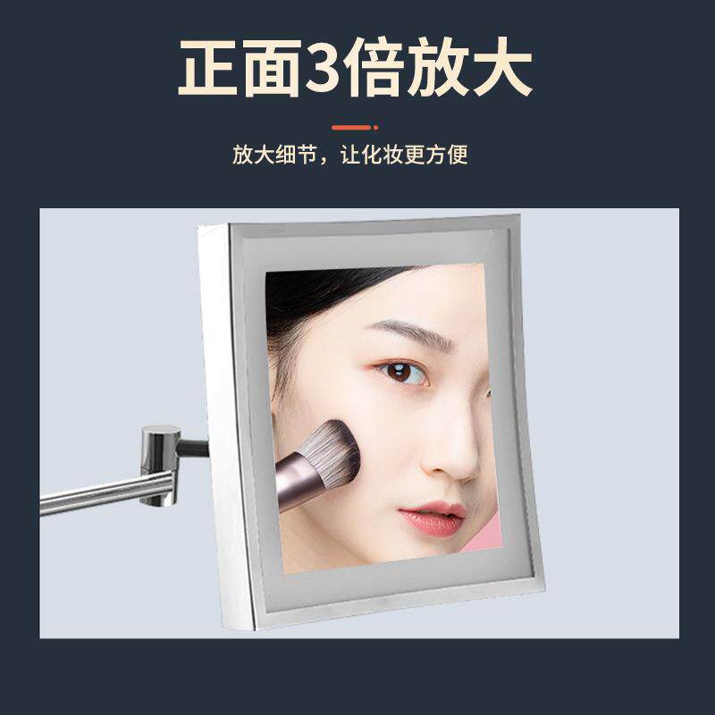 挂墙带梳D妆镜548伸缩LE灯妆镜镜酒补店浴室壁挂式化妆镜子多功能
