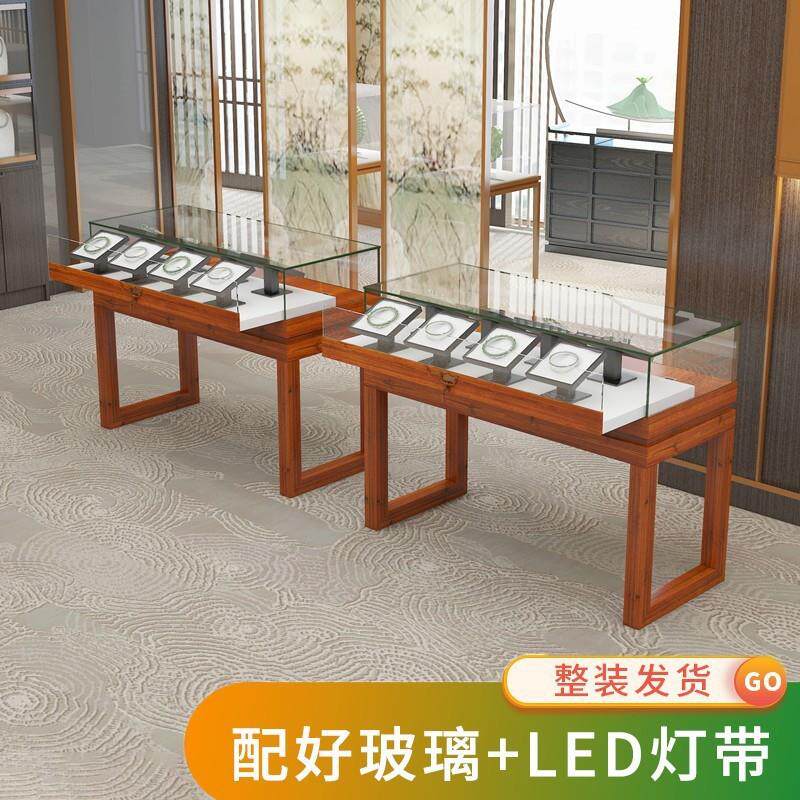 实木中式复古珠宝博物馆文玩古董首饰展柜玉器玻璃饰品展示柜台