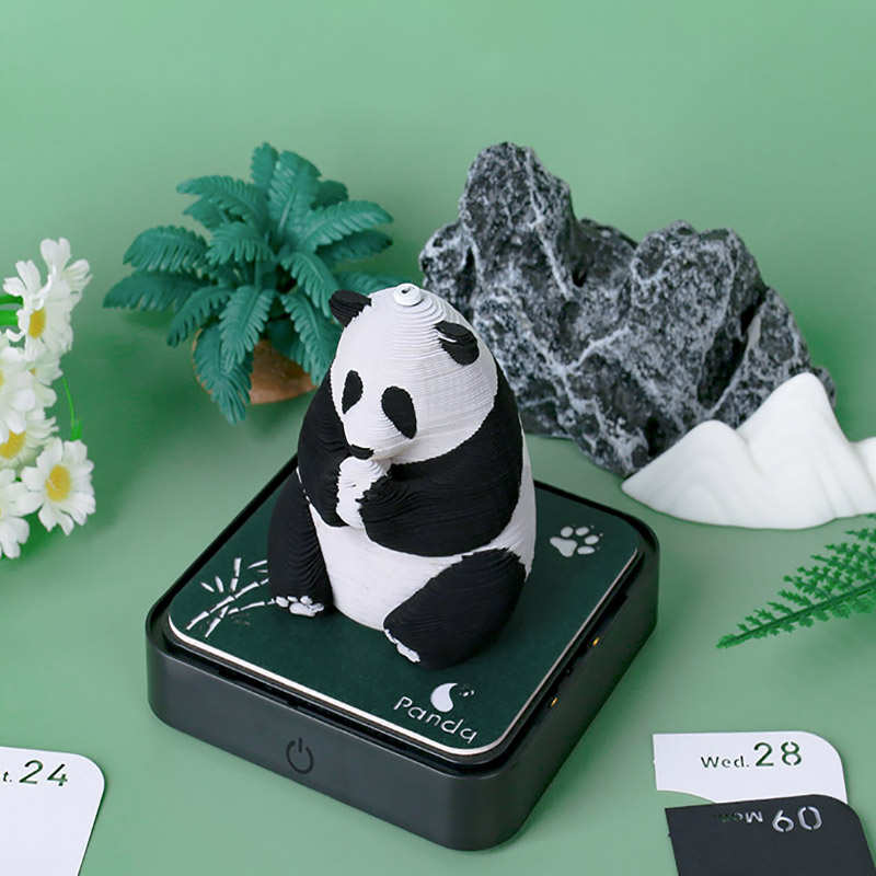 2025年英文3D立体纸雕日历手撕台历花花大熊猫文创高颜值贴纸便签