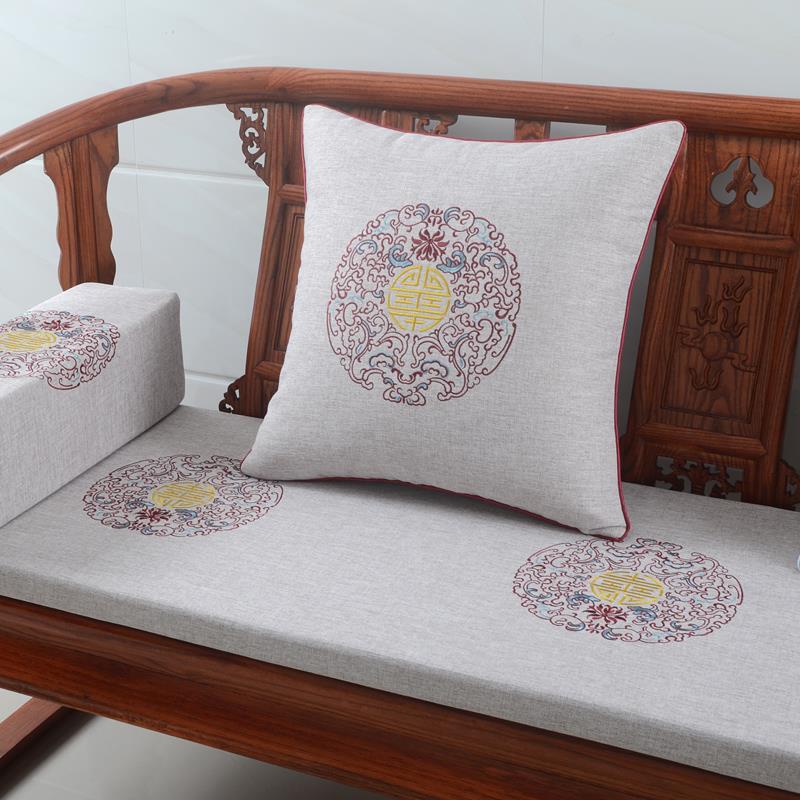 亚星复古中式坐垫茶室圈椅坐垫中式餐椅垫四季款加厚海绵坐归蔷