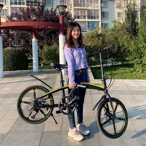 跨境20寸铝合金折叠自行车变速成人儿童可骑可免安装现货