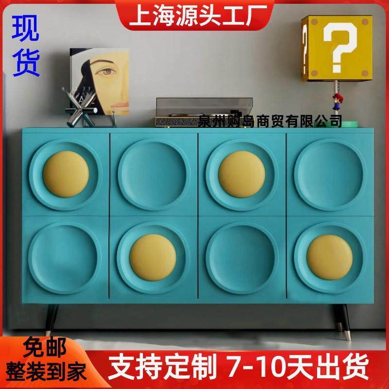 奶油风烤漆餐边柜实木玄关装饰柜多功能客厅茶水柜储物收纳柜包邮