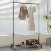 服装 店挂衣架不锈钢拉丝陈列货架落地架可移动挂衣架 店展示架女装