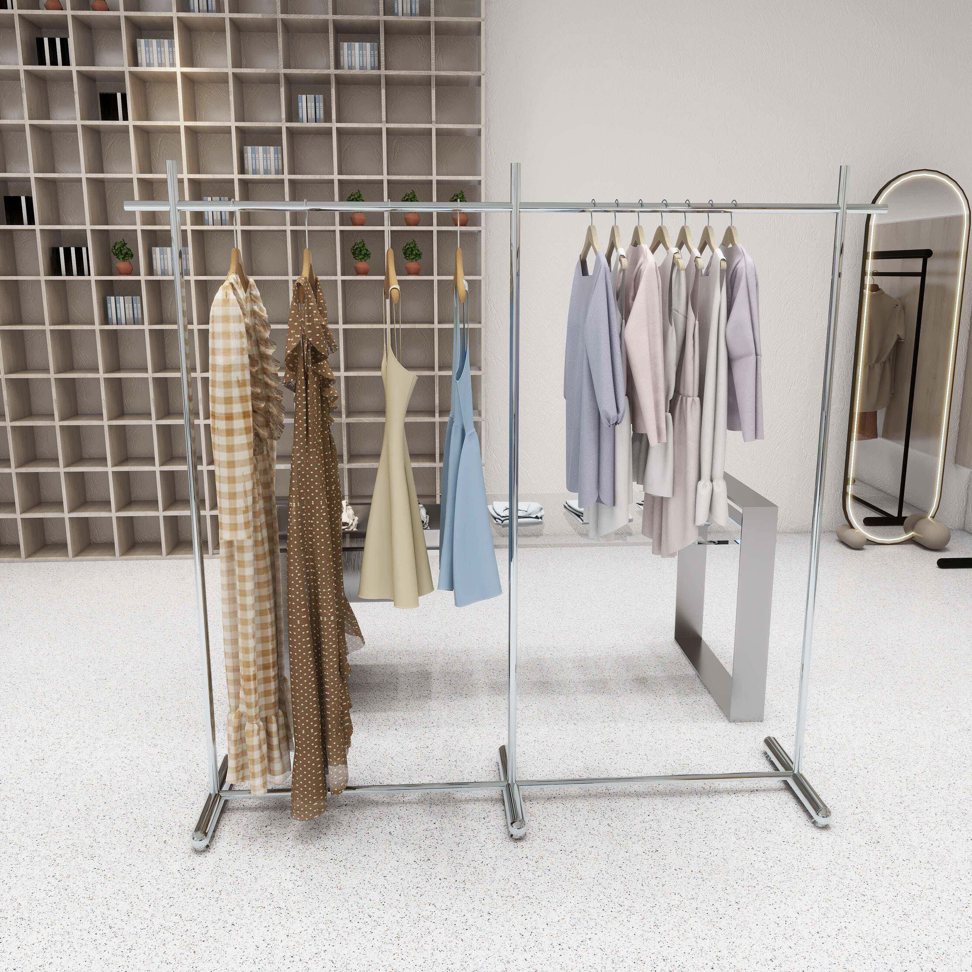 服装店展示架陈列道具落地式简约女装中岛架货架服饰店架子不锈钢