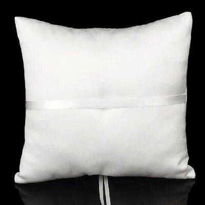 Wedding Ring Bearer Pillow 10x10cm Ivory Satin Faux Pearl