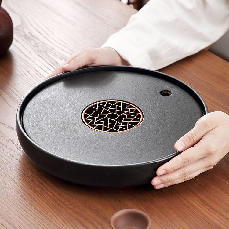 小型干泡盘家用陶瓷茶盘现代简约茶托盘储水茶台功夫茶具套装